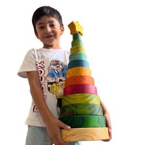 Apilable gigante de círculos de madera -  12 niveles